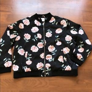Wet Seal+ Black with flowers Bomber jacket